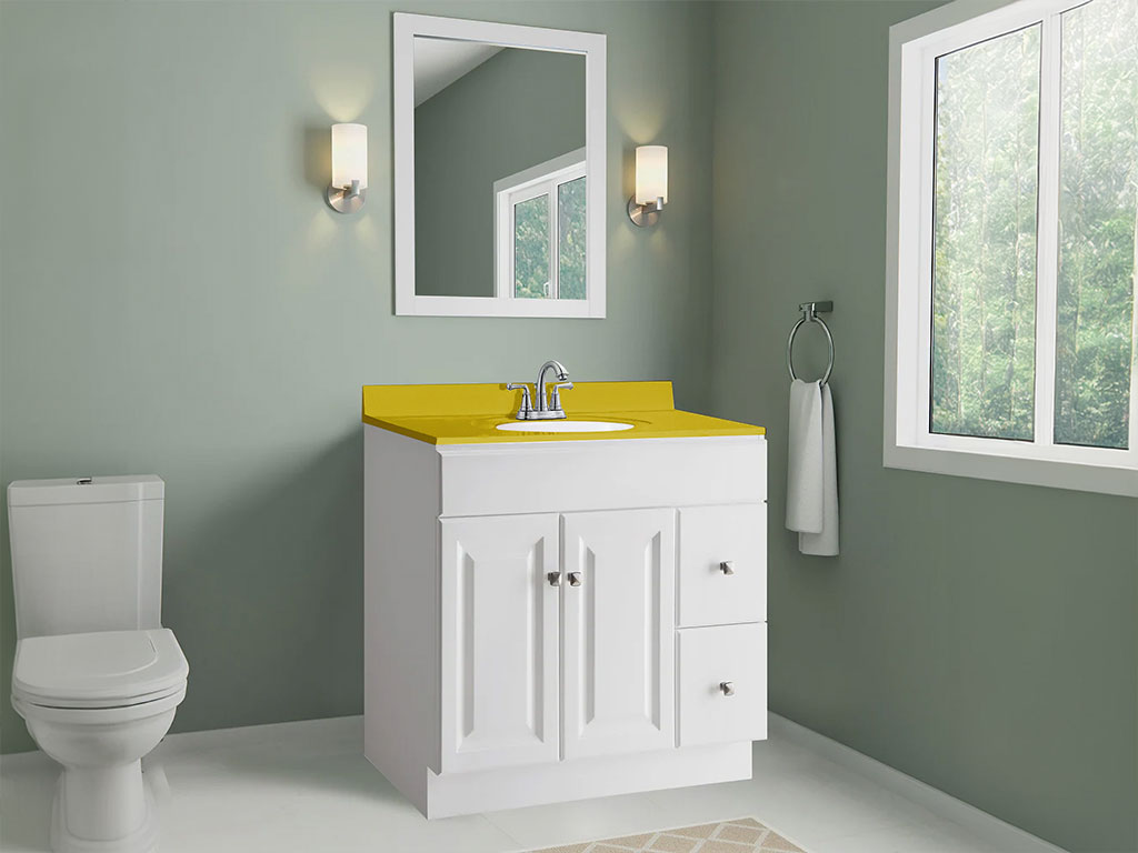 3M 2080 Satin Bitter Yellow Custom Bathroom Counter Wraps