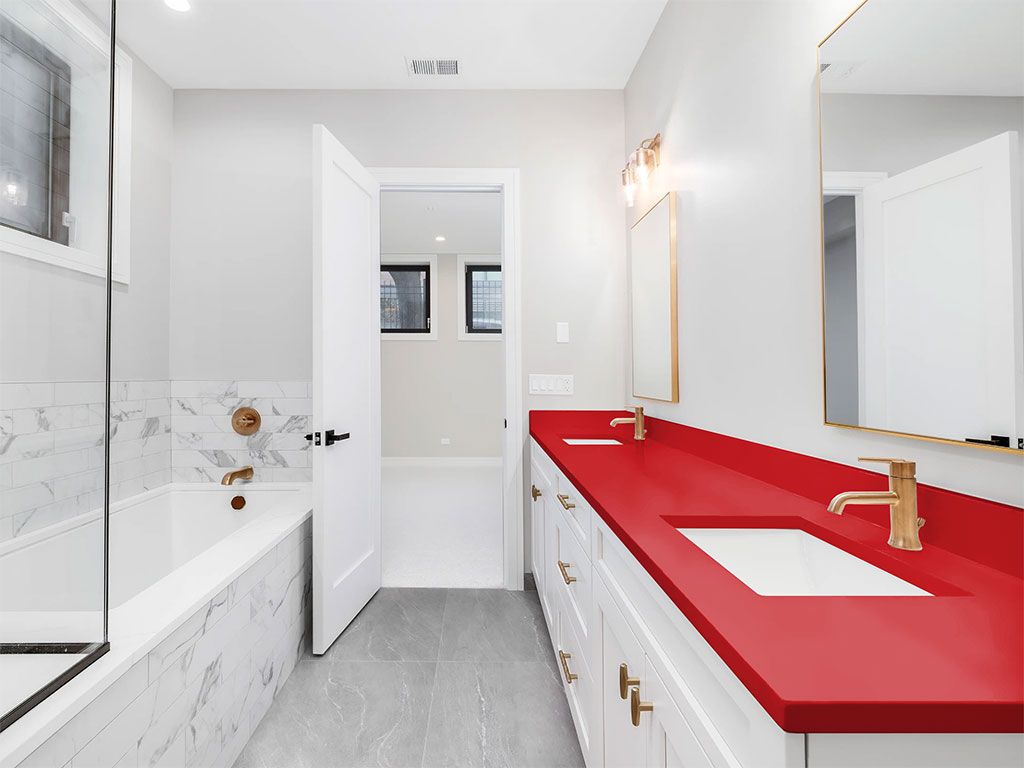 3M 2080 Satin Smoldering Red DIY Built-In Bathroom Countertop Wraps