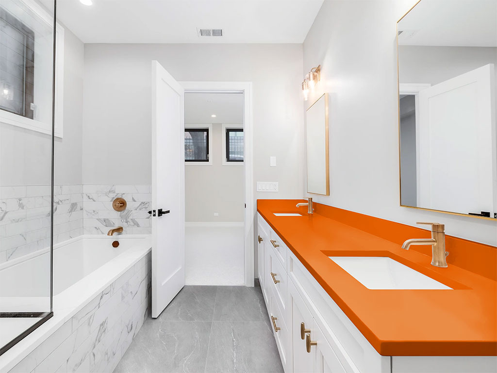 Avery Dennison SW900 Gloss Orange DIY Built-In Bathroom Countertop Wraps