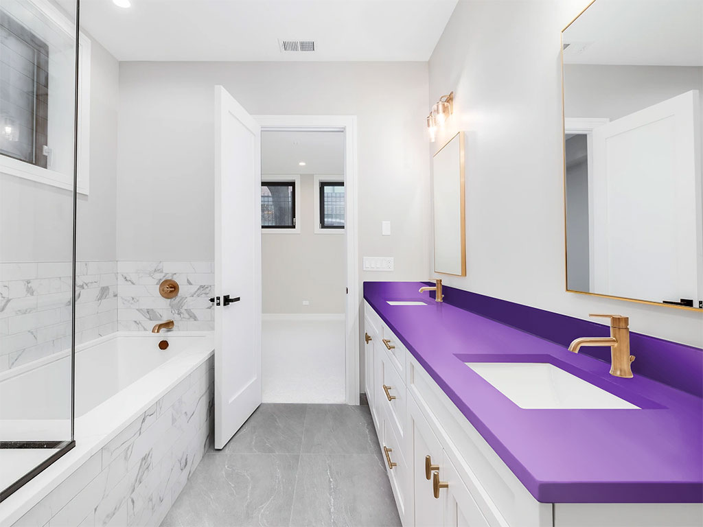 Rwraps Chrome Purple DIY Built-In Bathroom Countertop Wraps