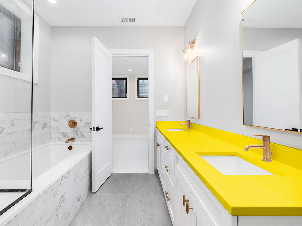 Rwraps Gloss Yellow (Maize) DIY Built-In Bathroom Countertop Wraps