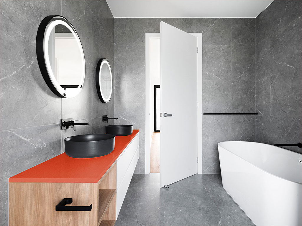 Rwraps Gloss Metallic Orange Bathroom Countertop Wraps