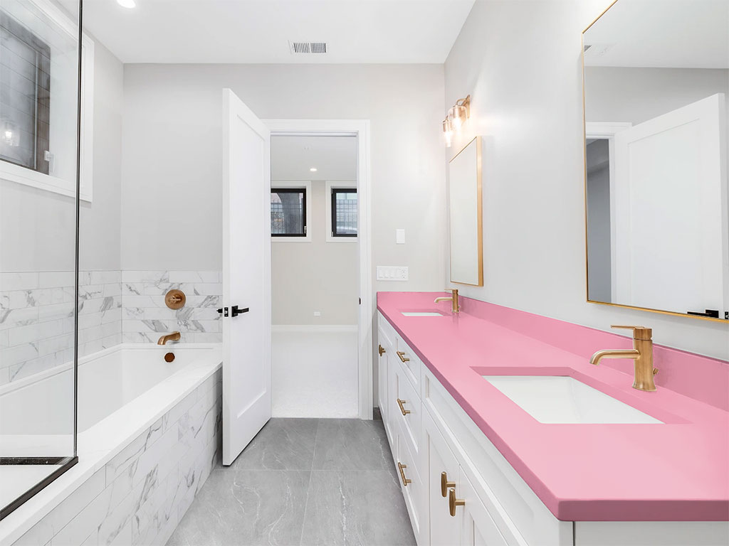 Rwraps Gloss Pink DIY Built-In Bathroom Countertop Wraps