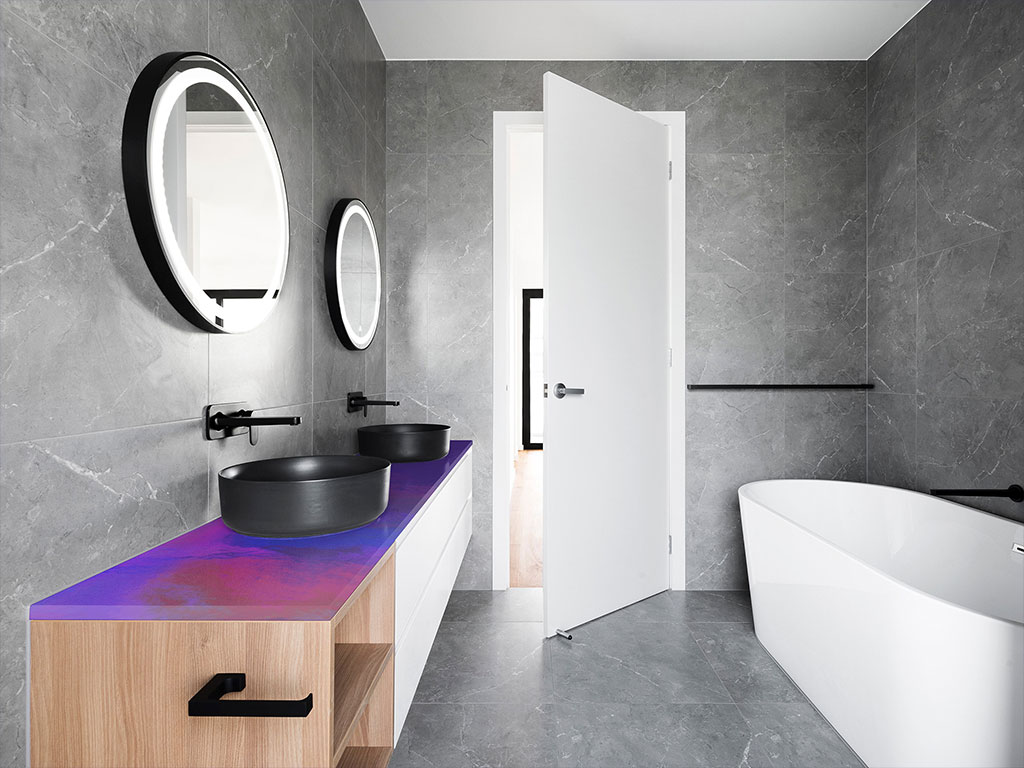 Rwraps Holographic Chrome Purple Neochrome Bathroom Countertop Wraps