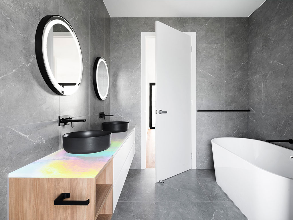 Rwraps Holographic Chrome Silver Neochrome Bathroom Countertop Wraps