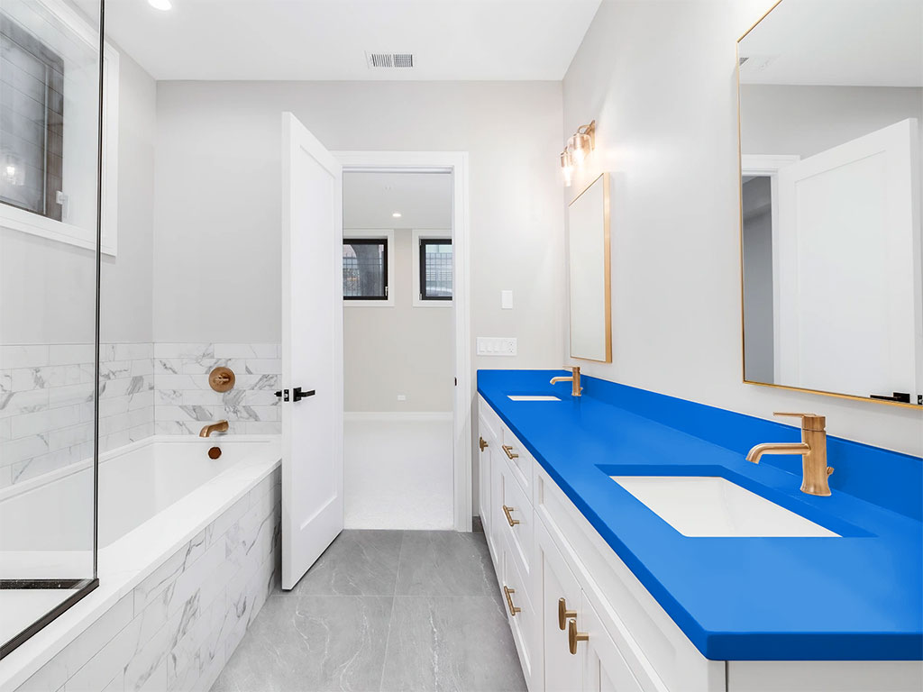 Rwraps Hyper Gloss Blue DIY Built-In Bathroom Countertop Wraps