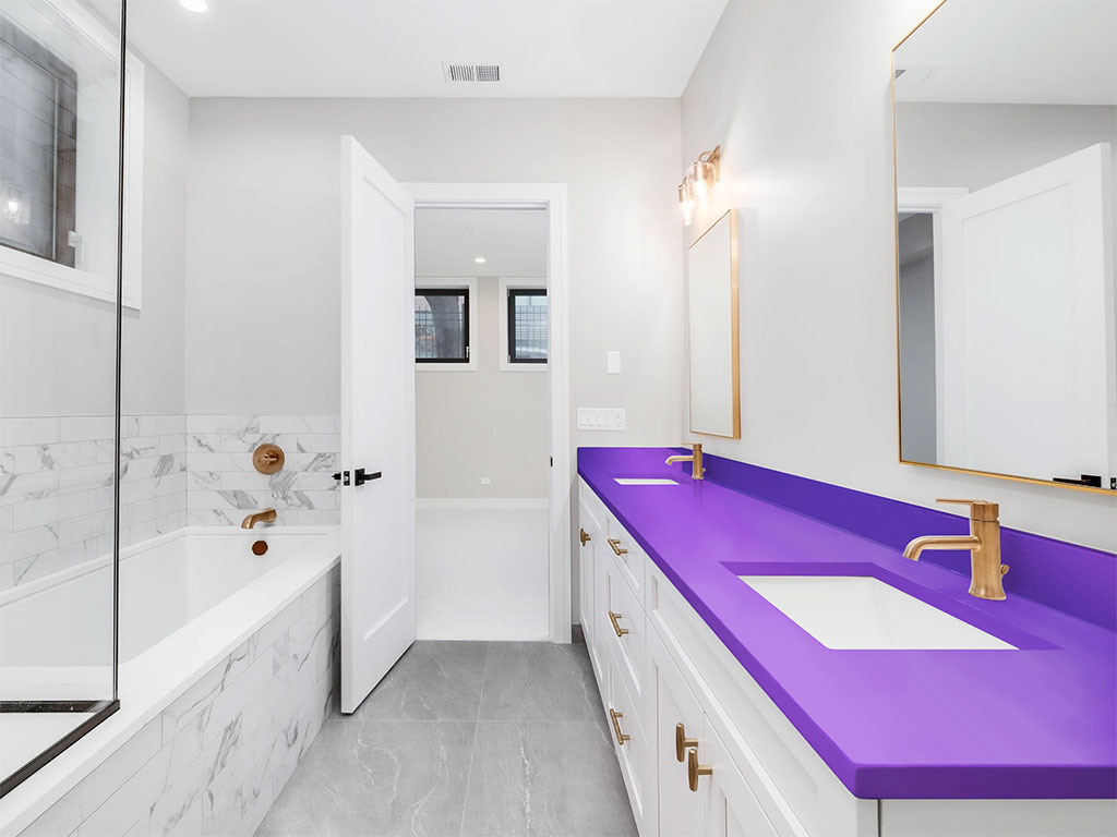 Rwraps Matte Chrome Purple DIY Built-In Bathroom Countertop Wraps