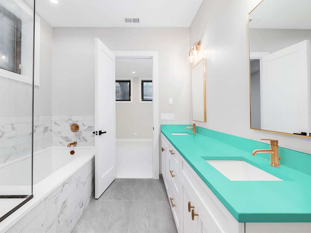 Rwraps Matte Teal DIY Built-In Bathroom Countertop Wraps