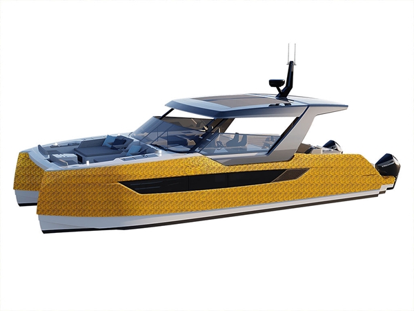 Rwraps 3D Carbon Fiber Gold (Digital) Catamaran Dual-Hull Vinyl Film Wraps