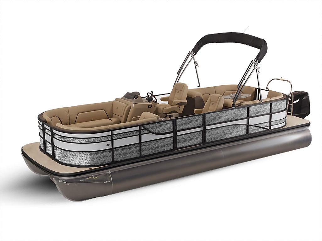 Rwraps 3D Carbon Fiber Silver (Digital) Pontoon Custom Boat Wrap