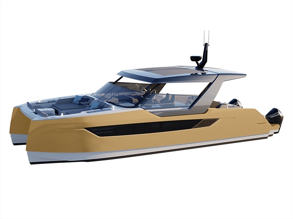 Rwraps 3D Carbon Fiber Gold Catamaran Dual-Hull Vinyl Film Wraps