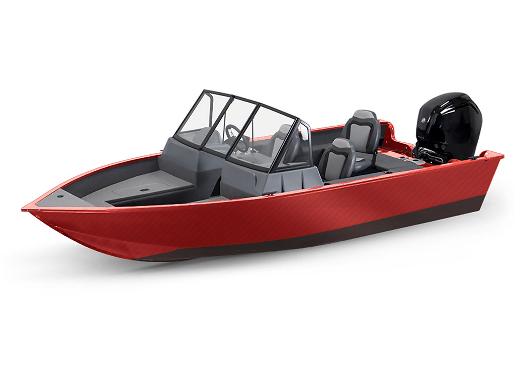 Rwraps 3D Carbon Fiber Red Modified-V Hull DIY Fishing Boat Wrap