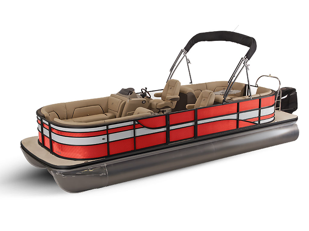 Rwraps 3D Carbon Fiber Red Pontoon Custom Boat Wrap