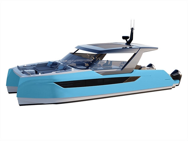 Rwraps 3D Carbon Fiber Blue (Sky) Catamaran Dual-Hull Vinyl Film Wraps