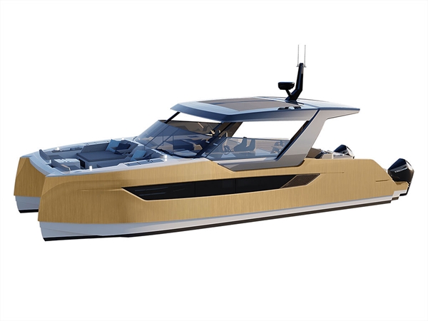 Rwraps Brushed Aluminum Gold Catamaran Dual-Hull Vinyl Film Wraps