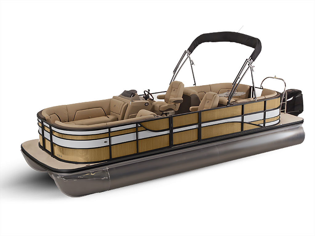 Rwraps Brushed Aluminum Gold Pontoon Custom Boat Wrap