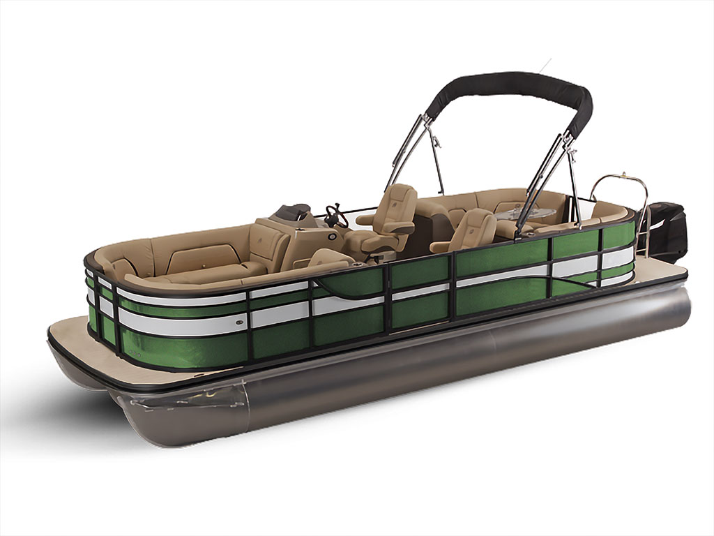 Rwraps Gloss Metallic Green Mamba Pontoon Custom Boat Wrap