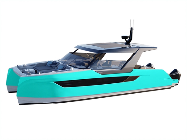 Rwraps Gloss Metallic Lake Blue Catamaran Dual-Hull Vinyl Film Wraps