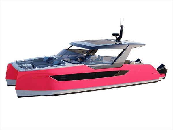 Rwraps Gloss Metallic Rose Red Catamaran Dual-Hull Vinyl Film Wraps