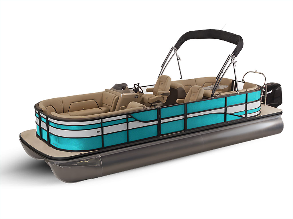 Rwraps Gloss Metallic Sea Green Pontoon Custom Boat Wrap