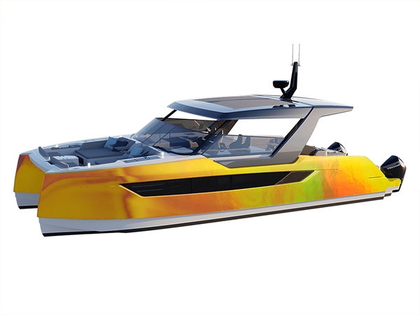 Rwraps Holographic Chrome Gold Neochrome Catamaran Dual-Hull Vinyl Film Wraps