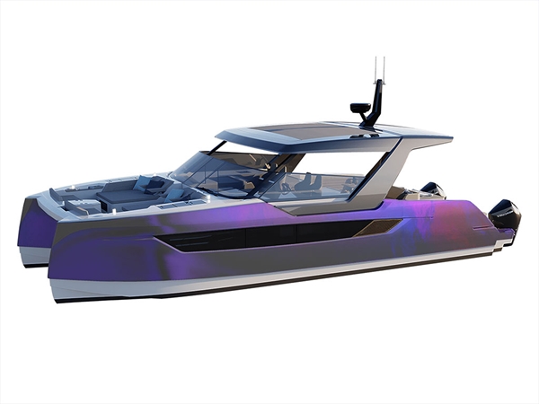 Rwraps Holographic Chrome Purple Neochrome Catamaran Dual-Hull Vinyl Film Wraps