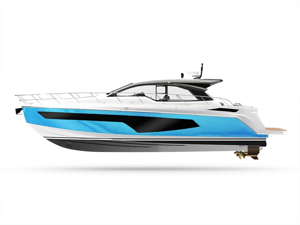 Rwraps Matte Chrome Light Blue Customized Yacht Boat Wrap