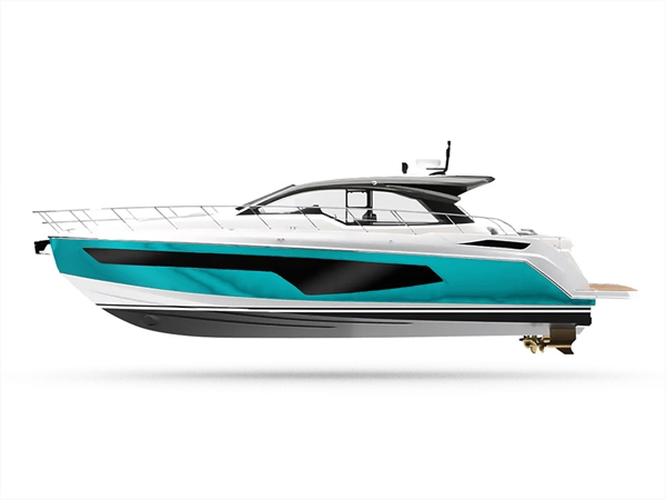 Rwraps Matte Chrome Teal Customized Yacht Boat Wrap