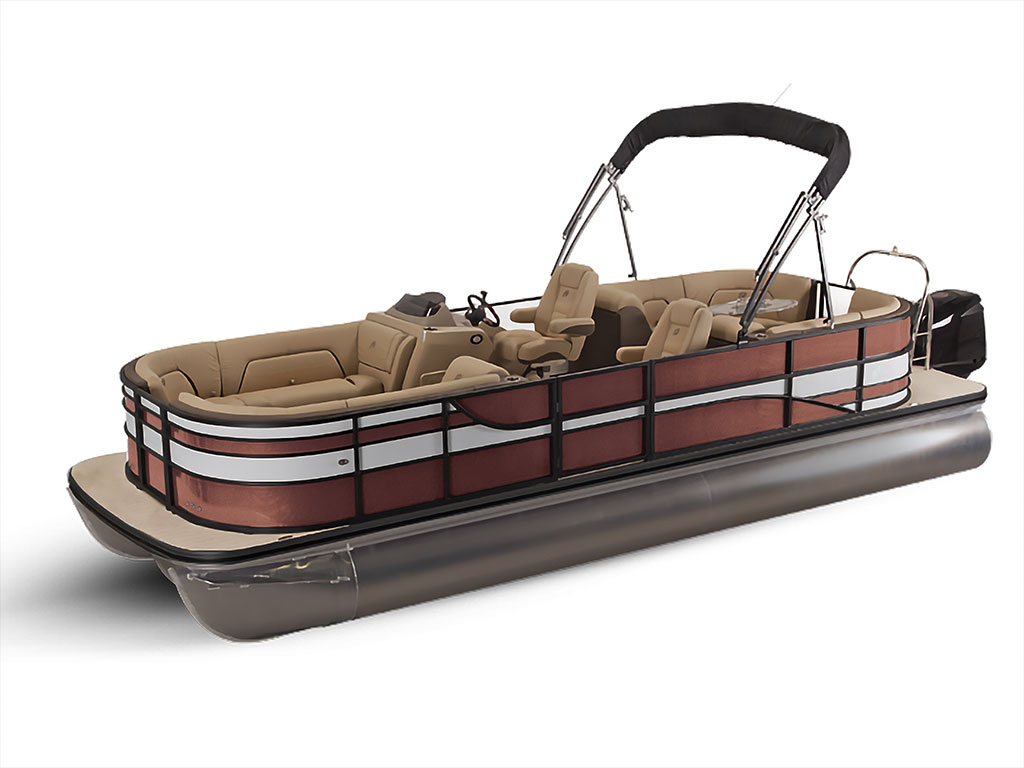 Rwraps Satin Metallic Flame Red Pontoon Custom Boat Wrap