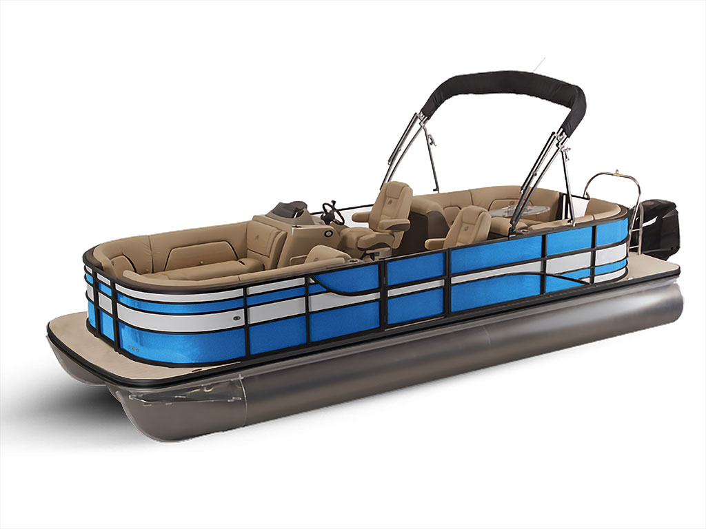 Rwraps Satin Metallic Ocean Blue Pontoon Custom Boat Wrap