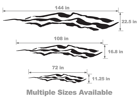 Claw Marks Vehicle Body Graphic Size Chart