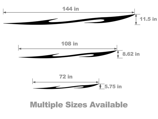 Dagger Vehicle Body Graphic Size Chart