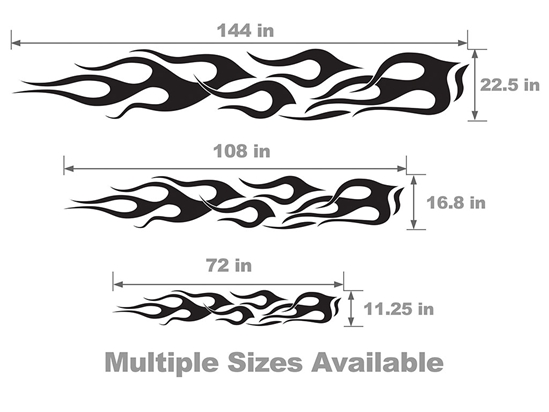 Flames Vehicle Body Graphic Size Chart
