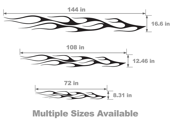 Flames in the Wind Vehicle Body Graphic Size Chart