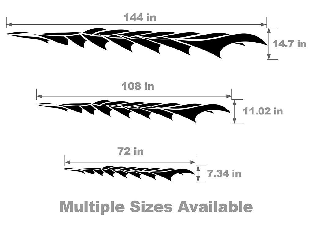 Ocean Vehicle Body Graphic Size Chart