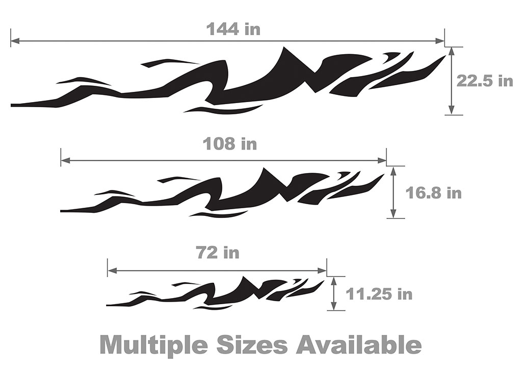 Tiger Bolt Vehicle Body Graphic Size Chart
