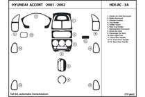 2002 Hyundai Accent DL Auto Dash Kit Diagram