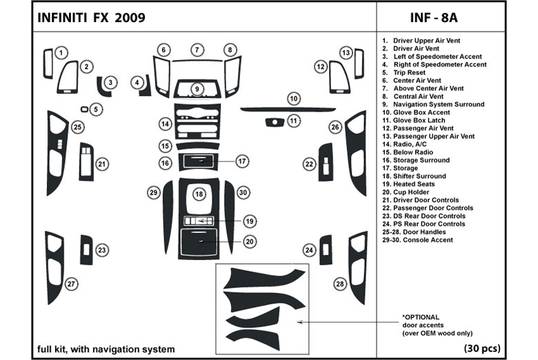 Infiniti FX35 2009-2013 Dash Kits | DIY Dash Trim Kit