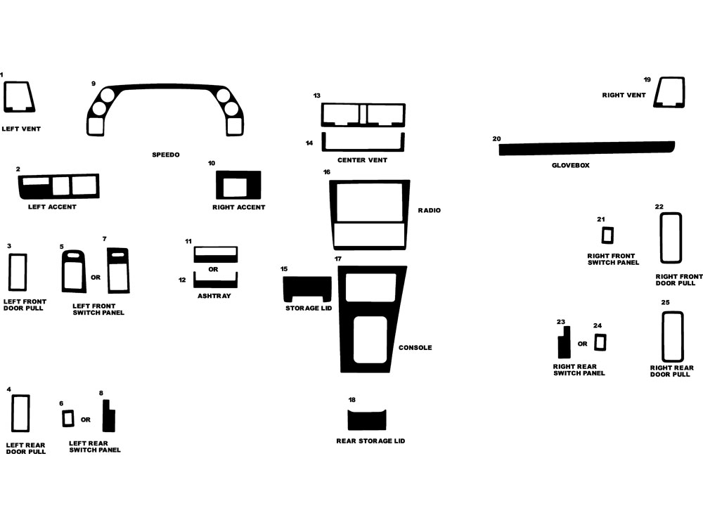 Acura Legend 1988-1990 Dash Kit Diagram