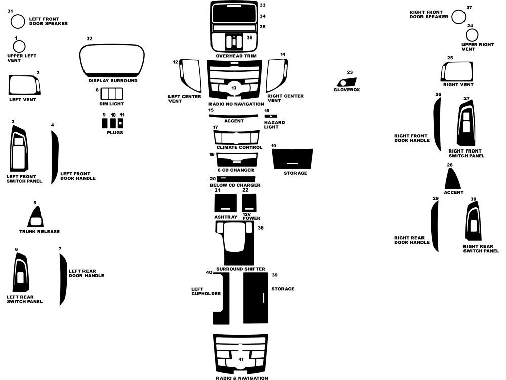 Acura TSX 2009-2014 Dash Kit Diagram