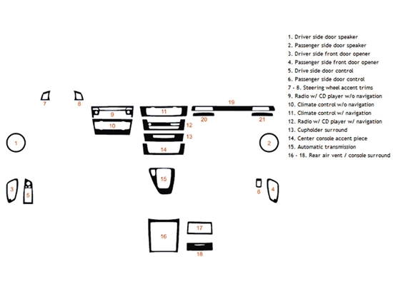 BMW 3-Series Coupe 2006-2013 Dash Kit Diagram