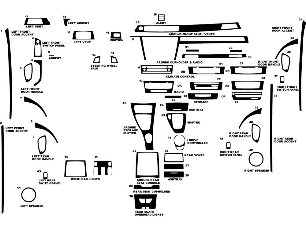 BMW 3-Series Sedan 2006-2012 Dash Kit Diagram