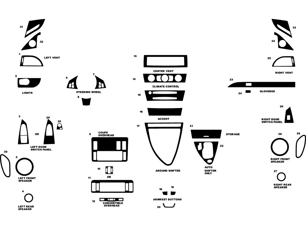 BMW 6-Series 2004-2010 Dash Kit Diagram