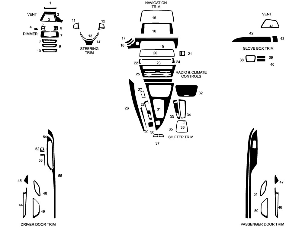 BMW 6-Series 2012-2018 Dash Kit Diagram