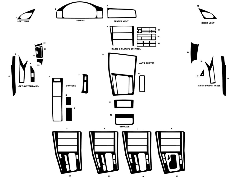 BMW 8-Series 1991-1997 Dash Kit Diagram