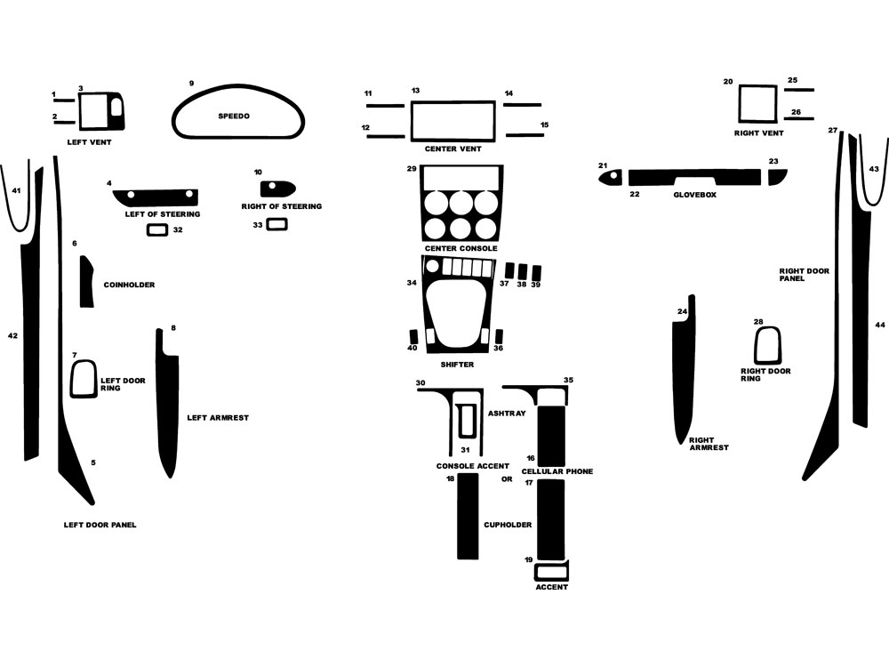 BMW M 2000-2002 (Roadster) Dash Kit Diagram