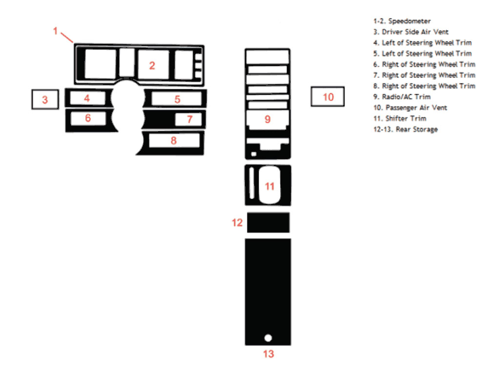 Cadillac Allante 1987-1989 Dash Kit Diagram