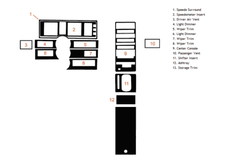 Cadillac Allante 1990-1993 Dash Kit Diagram