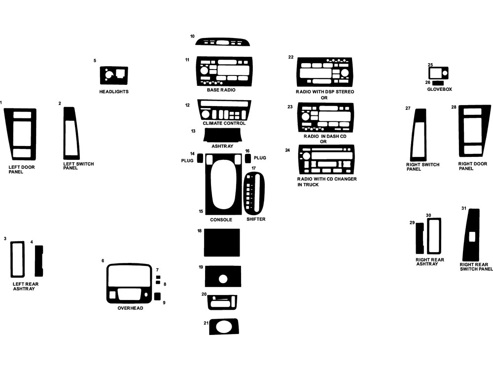 Cadillac Eldorado 1998-2002 Dash Kit Diagram