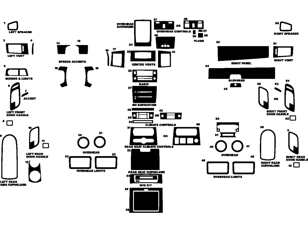 Cadillac Escalade 2007-2014 Dash Kit Diagram